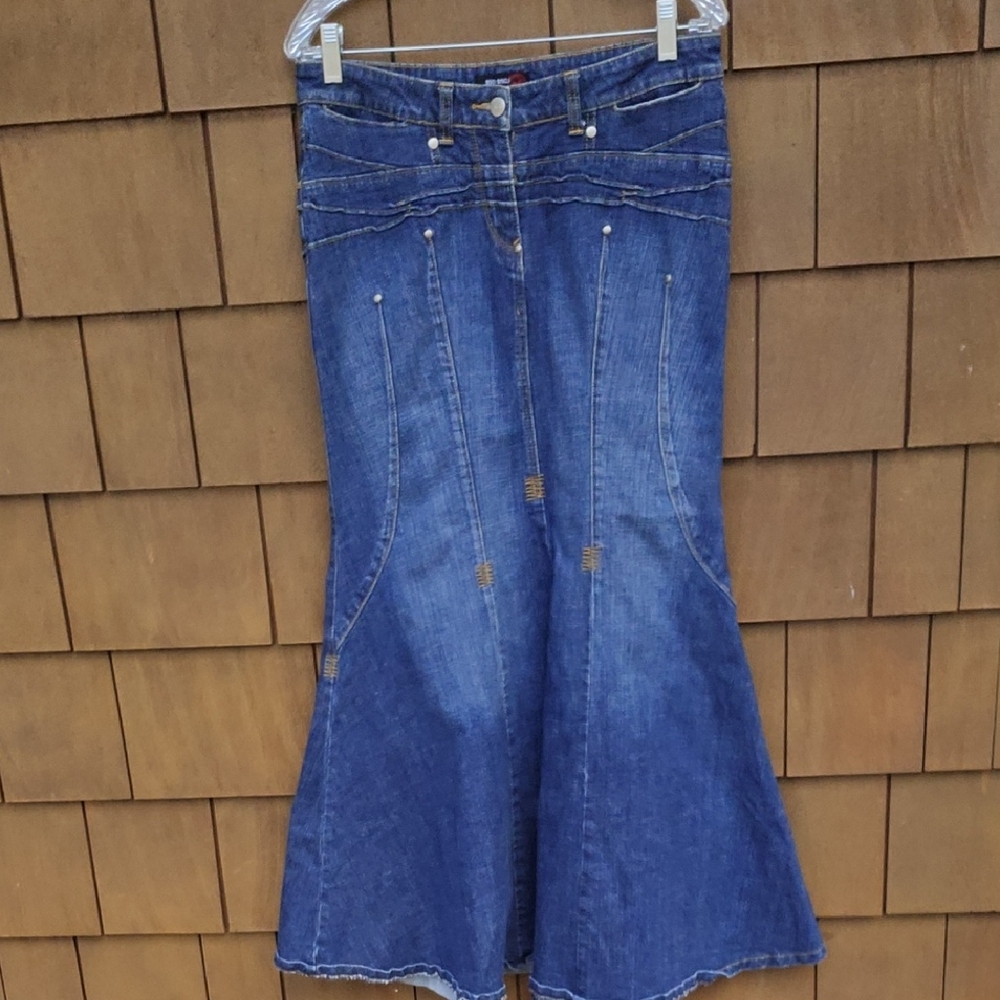 Vintage Bisou Bisou Mermaid Cut Jean Skirt Full Length Size 10